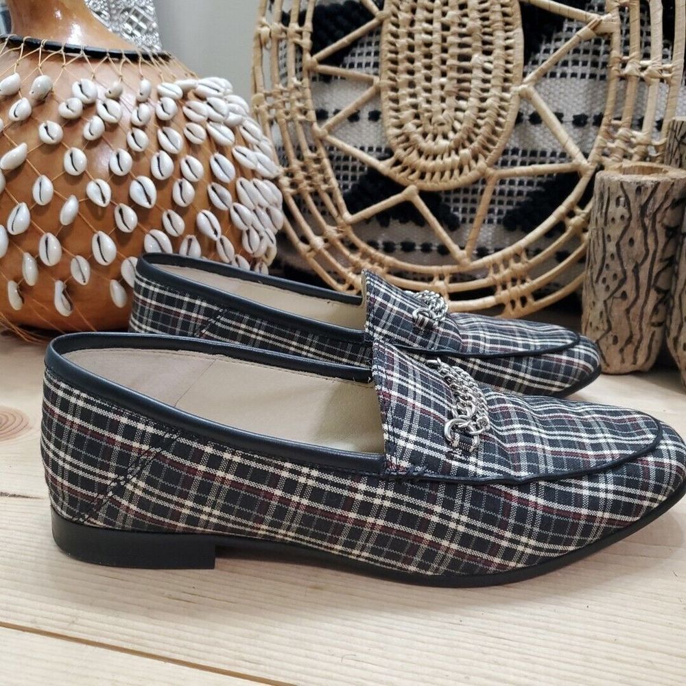 Sam Edelman Lorenzo Plaid Chain Loafer Fabric Career Wardrove Staple 7.5M/37.5